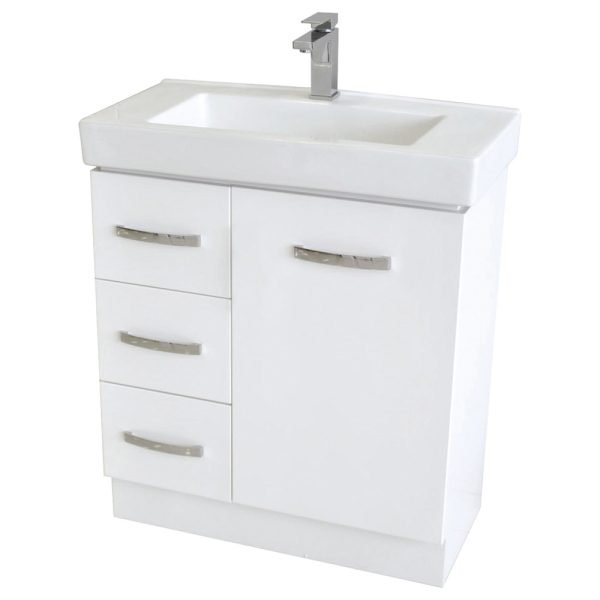 FIENZA 75VKW REGENT SLIM VANITY ON KICKBOARD 750 GLOSS WHITE