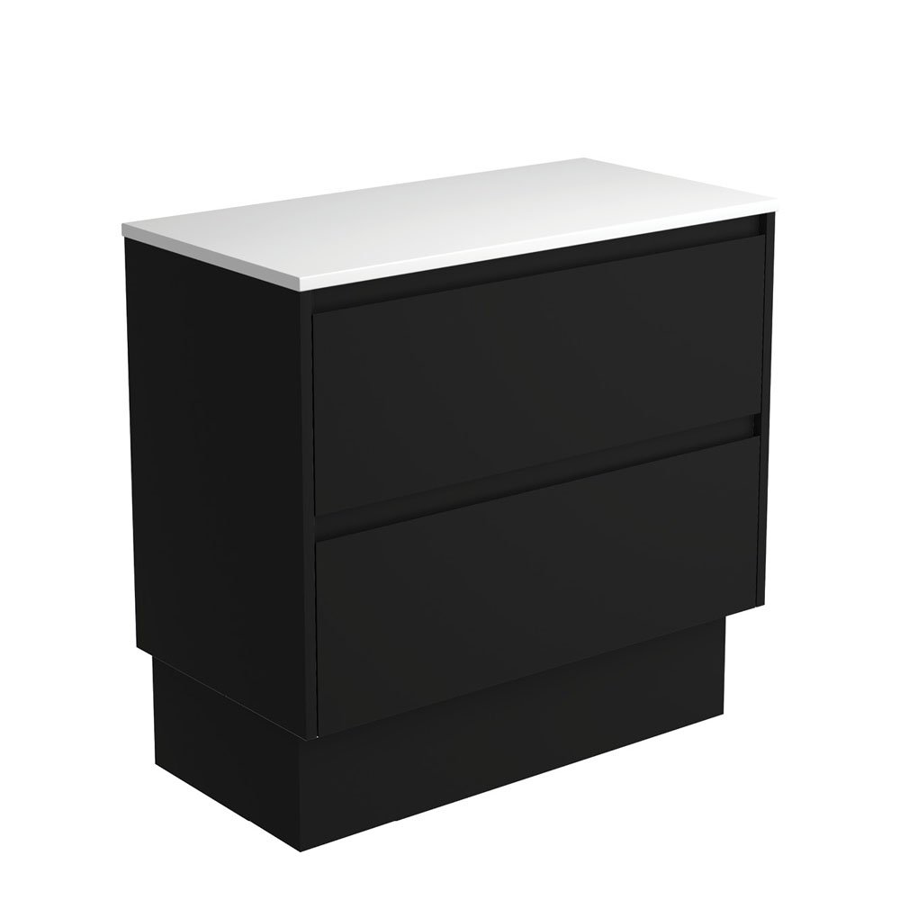 FIENZA 90BBK AMATO CABINET ON KICKBOARD 900 SATIN BLACK WITH SATIN BLACK PANELS