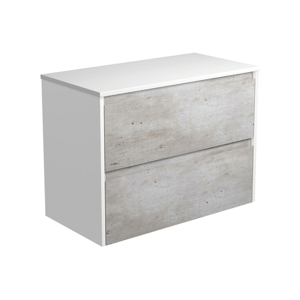 FIENZA 90BXW AMATO WALL HUNG VANITY 900 INDUSTRIAL WITH SATIN WHITE PANELS