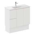 FIENZA 90DFK SISKA SLIM VANITY ON KICKBOARD 900 LEFT/RIGHT HAND DRAWERS SATIN WHITE