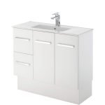 FIENZA 90DK DELGADO SLIM VANITY ON KICKBOARD 900 LEFT/RIGHT HAND DRAWERS GLOSS WHITE