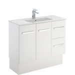 FIENZA 90DK DELGADO SLIM VANITY ON KICKBOARD 900 LEFT/RIGHT HAND DRAWERS GLOSS WHITE