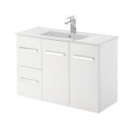 FIENZA 90D DELGADO SLIM WALL HUNG VANITY 900 LEFT/RIGHT HAND DRAWERS GLOSS WHITE