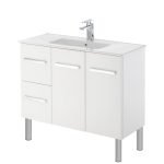 FIENZA 90DL DELGADO SLIM VANITY ON LEGS 900 LEFT/RIGHT HAND DRAWERS GLOSS WHITE