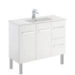 FIENZA 90DL DELGADO SLIM VANITY ON LEGS 900 LEFT/RIGHT HAND DRAWERS GLOSS WHITE