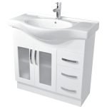 FIENZA 90EK ANTONIO SPACE SAVER CABINET ON KICKBOARD 900 GLASS/ SOLID DOOR GLOSS WHITE