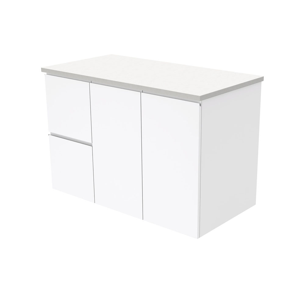 FIENZA 90F FINGERPULL WALL HUNG CABINET ONLY 900 LEFT/RIGHT HAND DRAWERS GLOSS WHITE