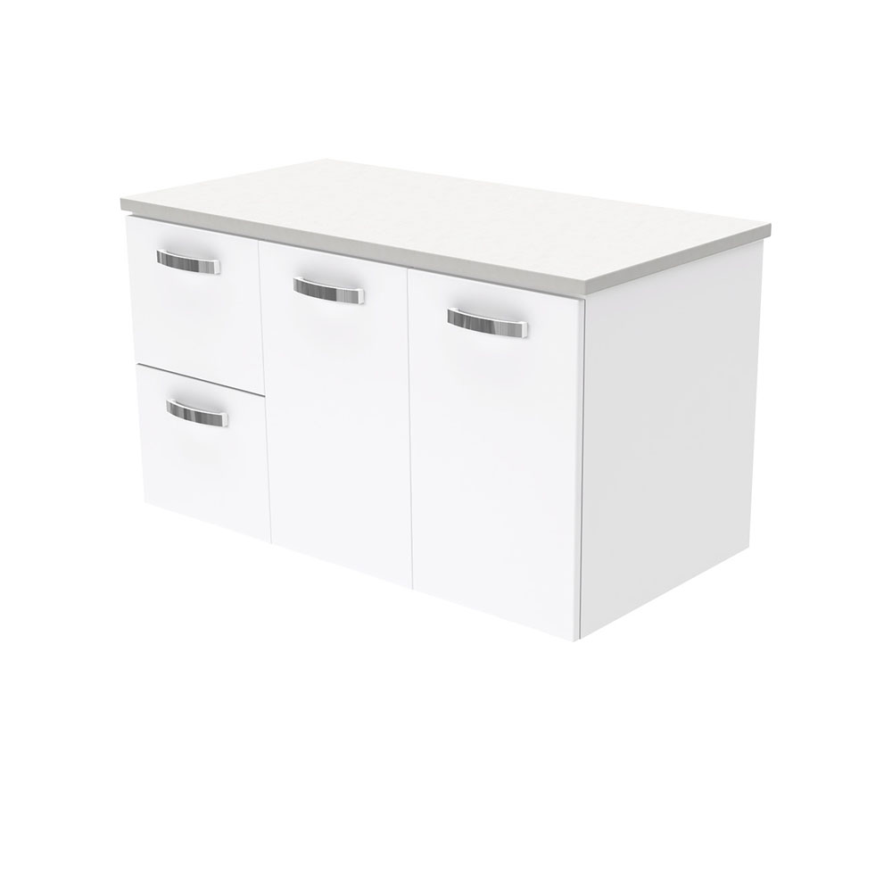 FIENZA 90J UNICAB WALL HUNG CABINET 900 LEFT/RIGHT HAND DRAWERS GLOSS WHITE