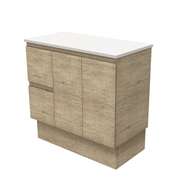 FIENZA 90SK EDGE CABINET ON KICKBOARD 900 LEFT/RIGHT HAND DRAWERS SCANDI OAK