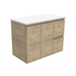FIENZA 90S EDGE WALL HUNG CABINET ONLY 900 LEFT/RIGHT HAND DRAWERS SCANDI OAK