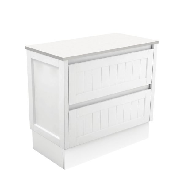 FIENZA 90TK HAMPTON CABINET ON KICKBOARD 900 SATIN WHITE