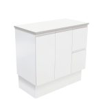 FIENZA 90ZK FINGERPULL CABINET ON KICKBOARD 900 LEFT/RIGHT HAND DRAWERS SATIN WHITE