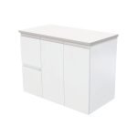 FIENZA 90Z FINGERPULL WALL HUNG CABINET 900 LEFT/RIGHT HAND DRAWERS SATIN WHITE