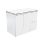 FIENZA 90Z FINGERPULL WALL HUNG CABINET 900 LEFT/RIGHT HAND DRAWERS SATIN WHITE