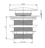 POSEIDON PB40NF BATHTUB POP UP WASTE 40MM CHROME AND COLOURED