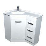 FIENZA PC6090 CORNER CABINET ON KICKBOARD 6090 GLOSS WHITE