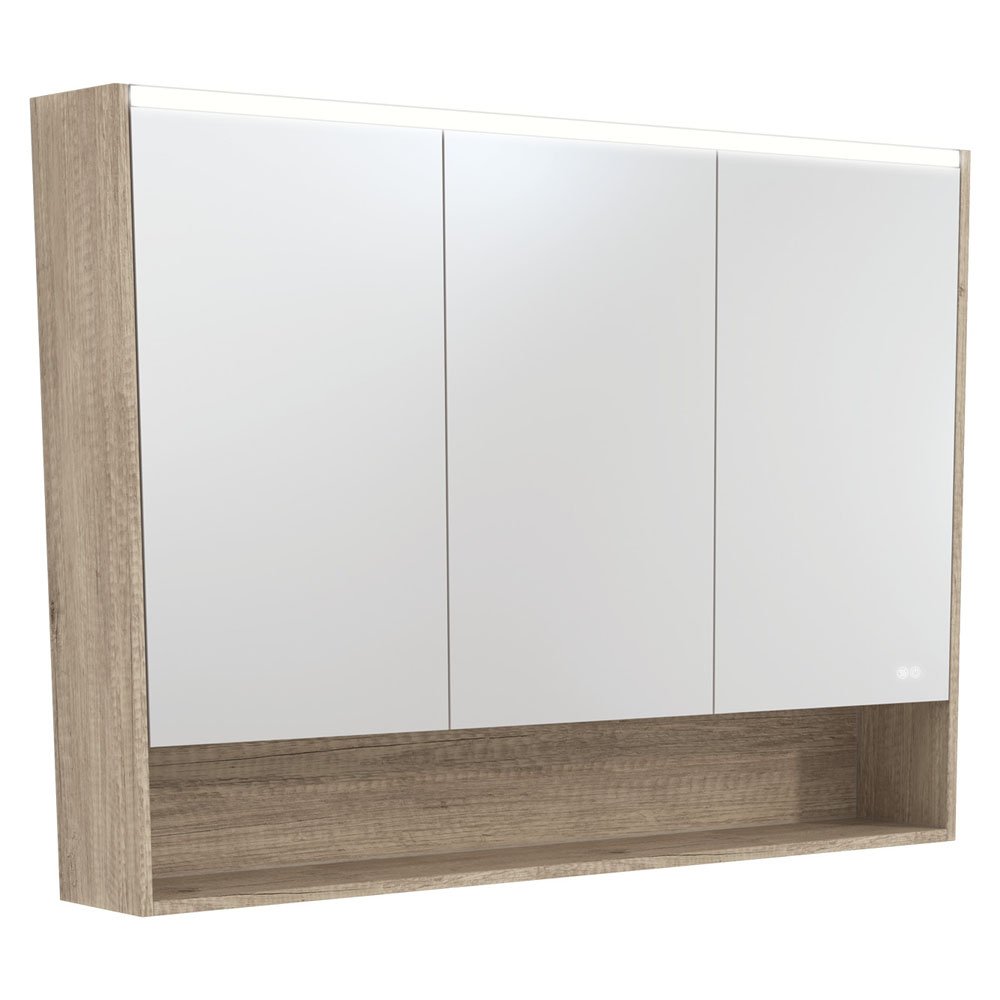 FIENZA PSC1200SS-LED MIRROR CABINET LED 1200 WITH DISPLAY SHELF SCANDI OAK