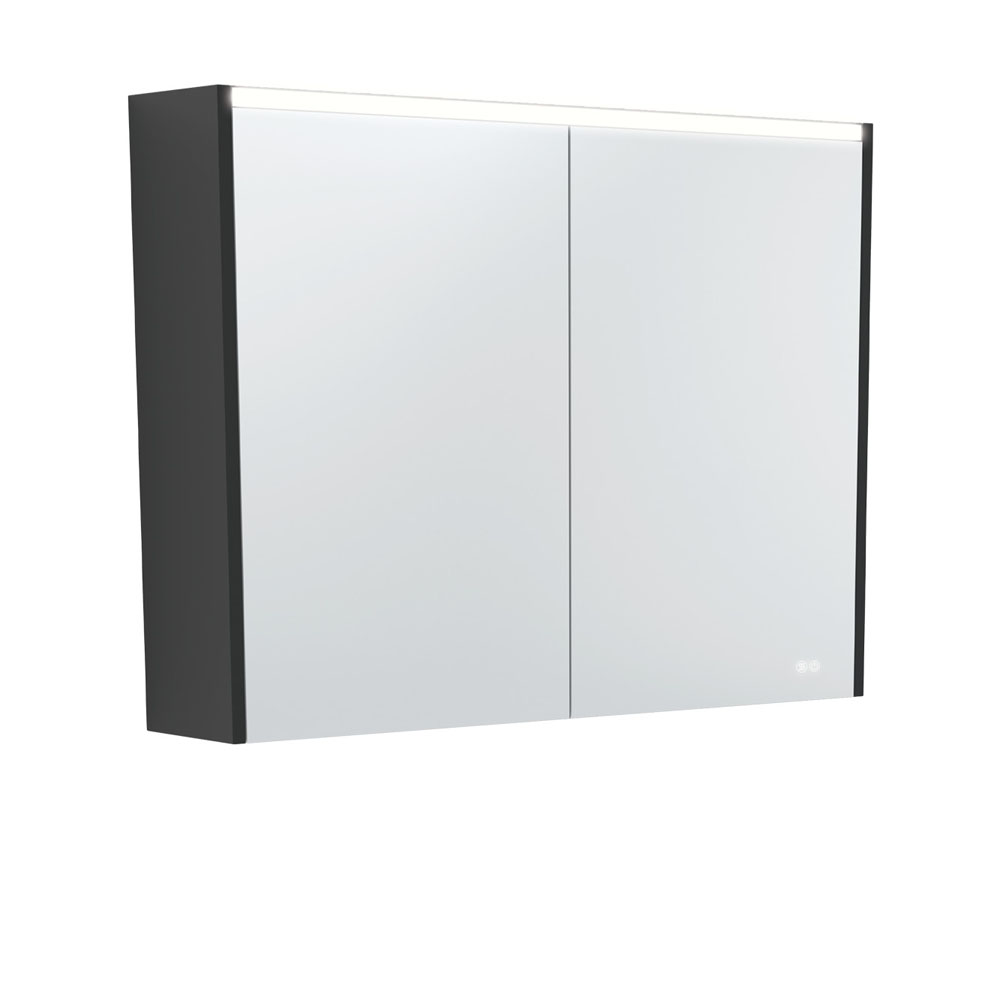 FIENZA PSC900B-LED MIRROR CABINET LED 900 WITH SIDE PANELS SATIN BLACK