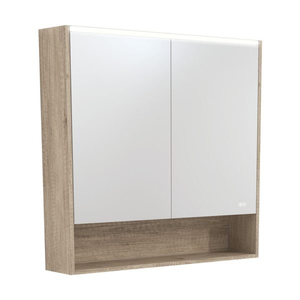 FIENZA PSC900SS-LED MIRROR CABINET LED 900 WITH DISPLAY SHELF SCANDI OAK