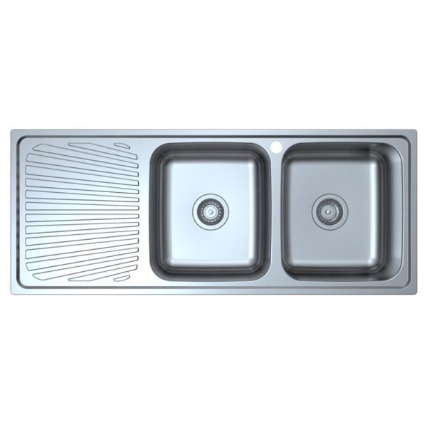 ACL P0011848-2RHB OTUS DOUBLE KITCHEN SINK WITH SINGLE DRAINER RIGHT HAND BOWL STAINLESS STEEL