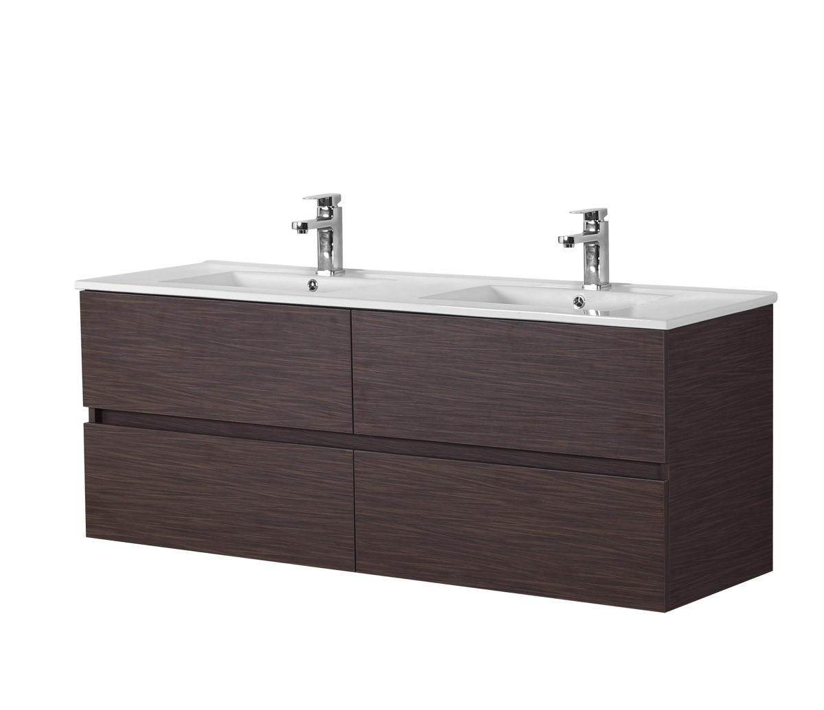 POSEIDON WAL1220-WH STELLA WALL HUNG VANITY 1200*560*460MM CABINET ONLY FOR DOUBLE BOWL WALNUT