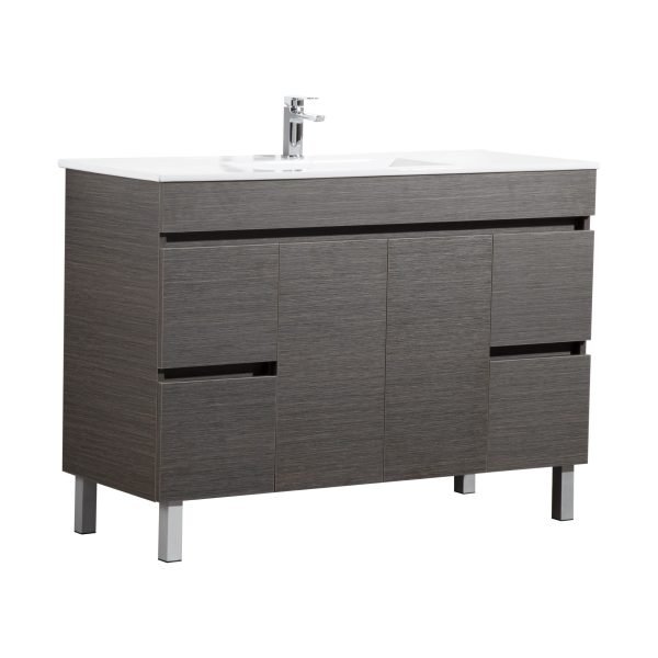 POSEIDON EV124L-DB EVIE PVC FLOOR STANDING VANITY 1200*860*460MM CABINET ONLY FOR SINGLE BOWL TOP DARK BROWN