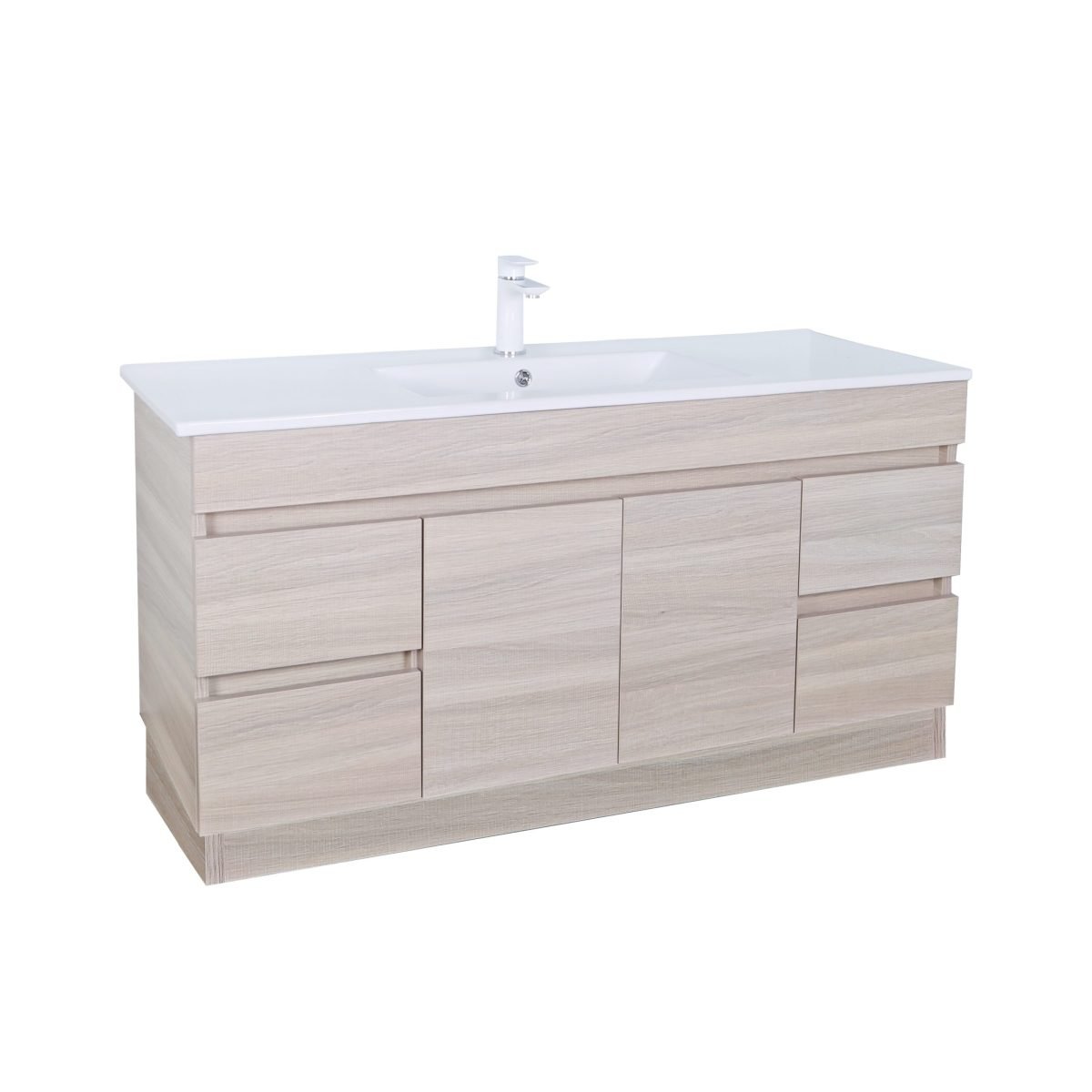 POSEIDON EV124L-OAK EVIE PVC FLOOR STANDING VANITY 1200*860*460MM CABINET ONLY FOR SINGLE BOWL TOP OAK