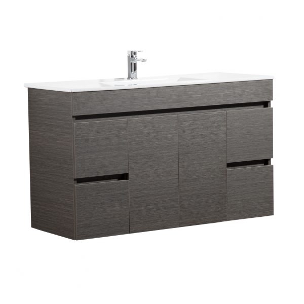 POSEIDON EV124WH-DB EVIE PVC WALL HUNG VANITY 1200*555*460MM CABINET ONLY FOR SINGLE BOWL TOP DARK BROWN