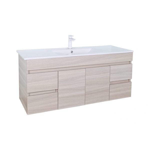 POSEIDON EV94RWH-OAK EVIE PVC WALL HUNG VANITY RIGHT SIDE DRAWERS 900*555*460MM CABINET ONLY OAK