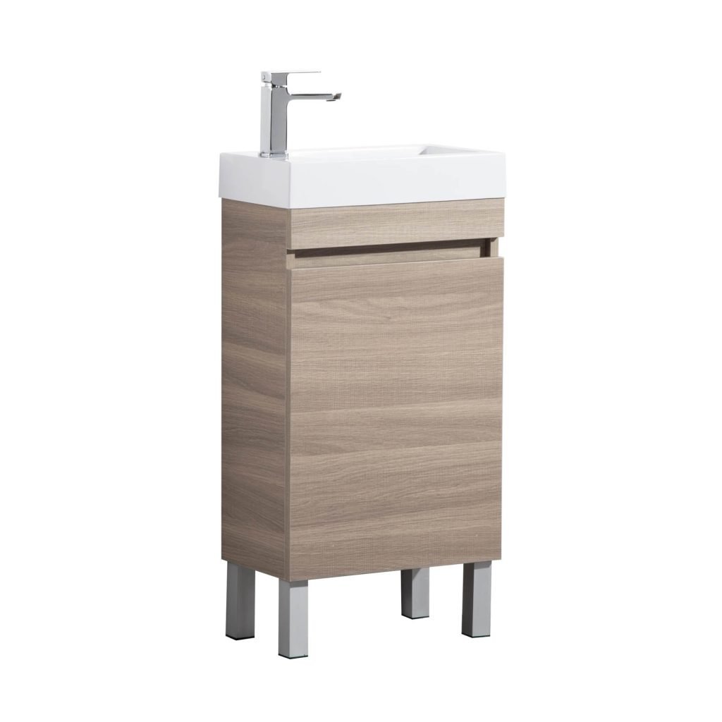 POSEIDON EV42LG-OAK-PT EVIE SLIM FLOOR STANDING VANITY 450*860*250MM CABINET WITH POLY TOP OAK