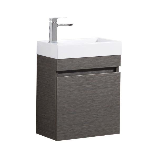 POSEIDON EV42WH-DB-PT EVIE SLIM WALL HUNG VANITY 450*480*250MM CABINET WITH POLY TOP DARK BROWN