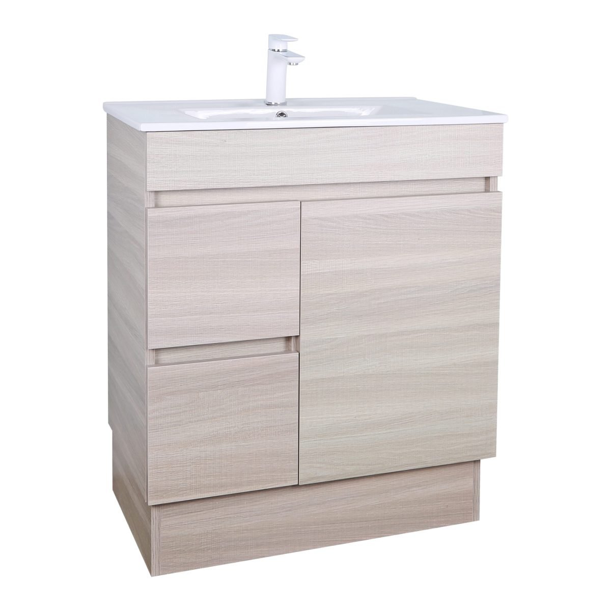 POSEIDON EV74LL-OAK EVIE PVC FLOOR STANDING VANITY LEFT SIDE DRAWERS 750*860*460MM CABINET ONLY OAK