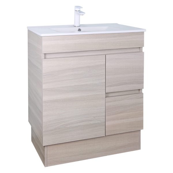 POSEIDON EV74RL-OAK EVIE PVC FLOOR STANDING VANITY RIGHT SIDE DRAWERS 750*860*460MM CABINET ONLY OAK