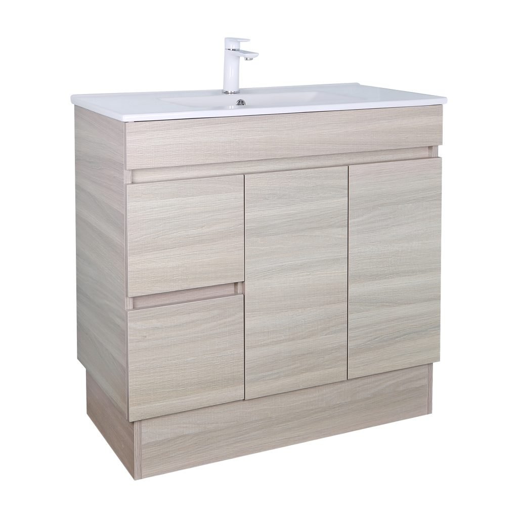 POSEIDON EV94LL-OAK EVIE PVC FLOOR STANDING VANITY LEFT SIDE DRAWERS 900*860*460MM CABINET ONLY OAK