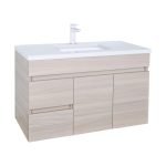 POSEIDON EV94LWH-OAK EVIE PVC WALL HUNG VANITY LEFT SIDE DRAWERS 900*555*460MM CABINET ONLY OAK