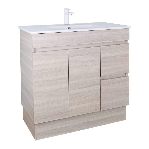 POSEIDON EV94RL-OAK EVIE PVC FLOOR STANDING VANITY RIGHT SIDE DRAWERS 900*860*460MM CABINET ONLY OAK