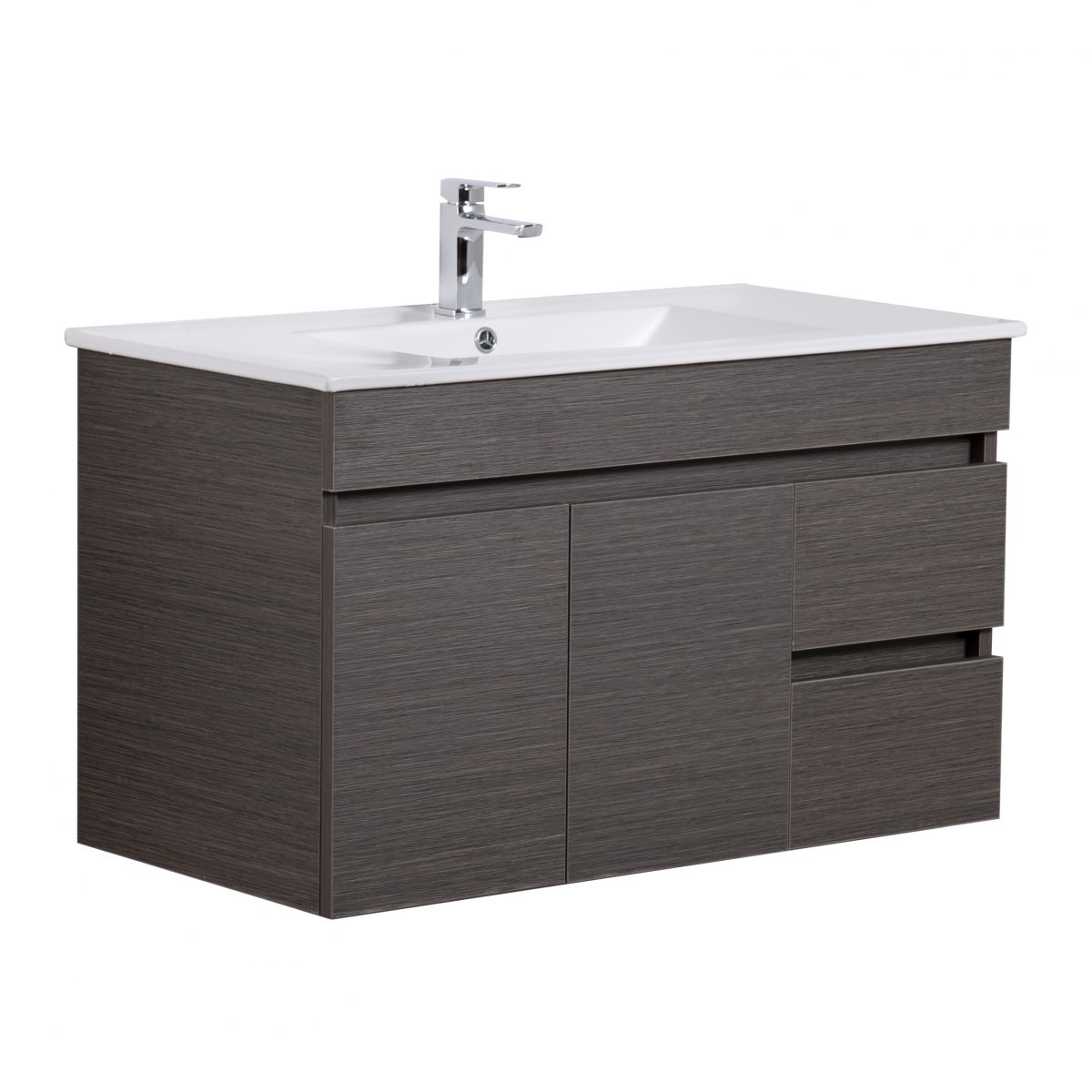 POSEIDON EV94RWH-DB EVIE PVC WALL HUNG VANITY RIGHT SIDE DRAWERS 900*555*460MM CABINET ONLY DARK BROWN