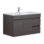 POSEIDON EV94RWH-DB EVIE PVC WALL HUNG VANITY RIGHT SIDE DRAWERS 900*555*460MM CABINET ONLY DARK BROWN
