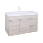 POSEIDON EV94RWH-OAK EVIE PVC WALL HUNG VANITY RIGHT SIDE DRAWERS 900*555*460MM CABINET ONLY OAK