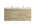 POSEIDON B154W-WO BERGE MDF WALL HUNG VANITY BOTH SIDE DRAWERS 1490*500*450MM CABINET ONLY WHITE OAK