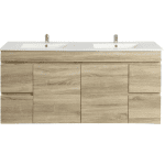 POSEIDON B154W-WO BERGE MDF WALL HUNG VANITY BOTH SIDE DRAWERS 1490*500*450MM CABINET ONLY WHITE OAK