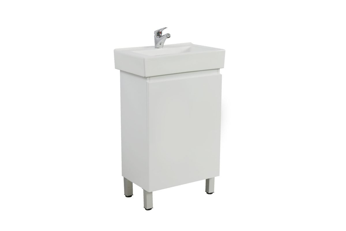 POSEIDON M53LG-CT SLIM PDF FLOOR STANDING VANITY 500*850*325MM CABINET WITH CERAMIC TOP GLOSS WHITE