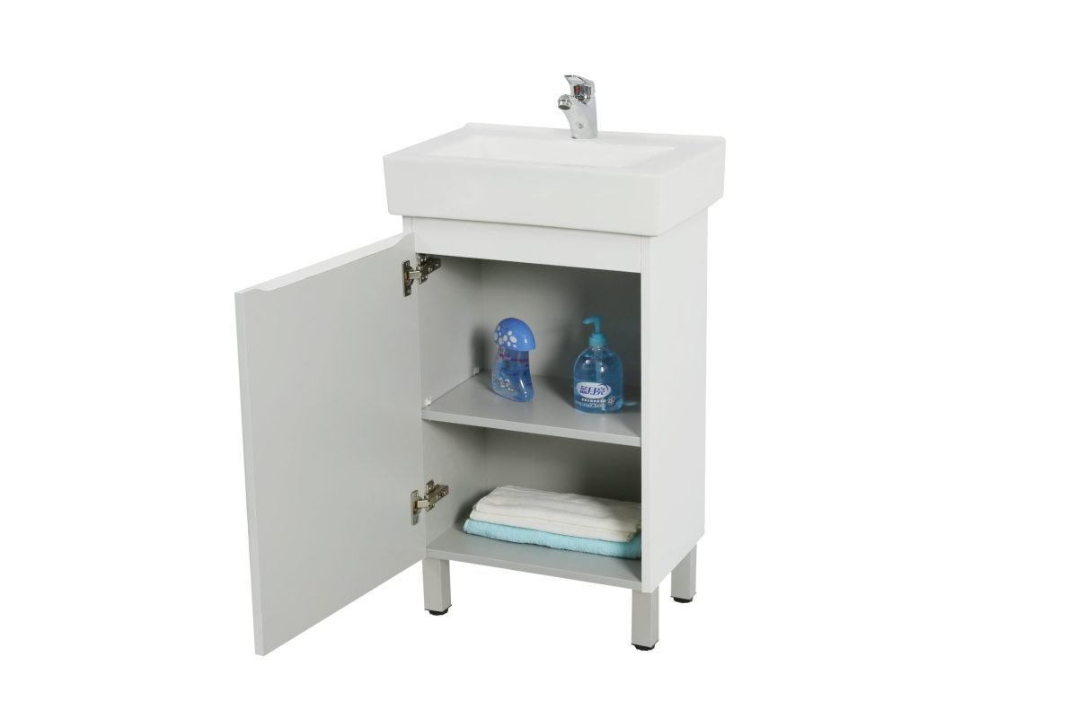 POSEIDON M53LG-CT SLIM PDF FLOOR STANDING VANITY 500*850*325MM CABINET WITH CERAMIC TOP GLOSS WHITE