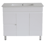 POSEIDON M93LL STANDARD SLIM MDF FLOOR VANITY LEFT SIDE DRAWERS 900*850*360MM CABINET ONLY GLOSS WHITE