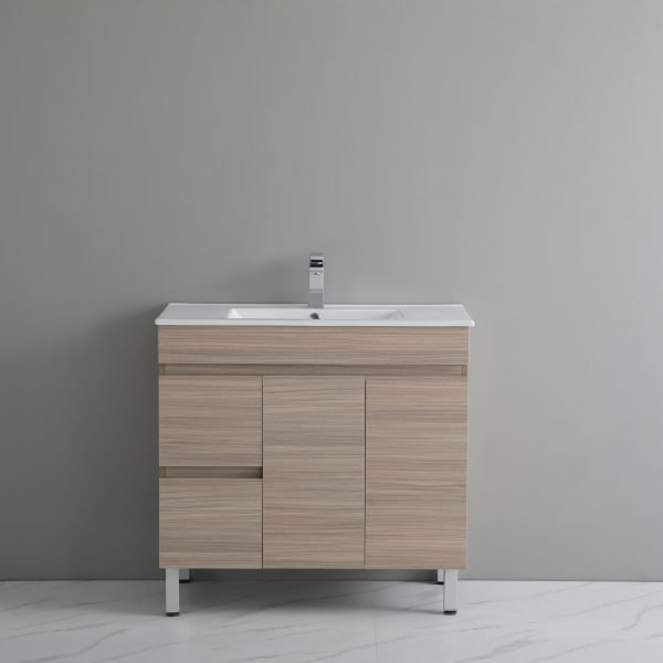 POSEIDON OAK900L-LG STELLA FLOOR STANDING VANITY LEFT SIDE DRAWERS 900*860*460MM CABINET ONLY NATURAL OAK