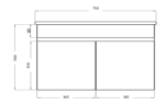 POSEIDON M73WH STANDARD SLIM MDF WALL HUNG VANITY 750*500*360MM CABINET ONLY GLOSS WHITE
