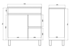 POSEIDON M73RL STANDARD SLIM MDF FLOOR STANDING VANITY RIGHT SIDE DRAWERS 750*850*360MM CABINET ONLY GLOSS WHITE