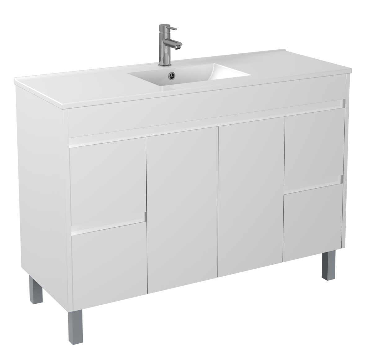 POSEIDON P124LG STANDARD PVC FLOOR STANDING VANITY 1200*460*880MM CABINET ONLY GLOSS WHITE