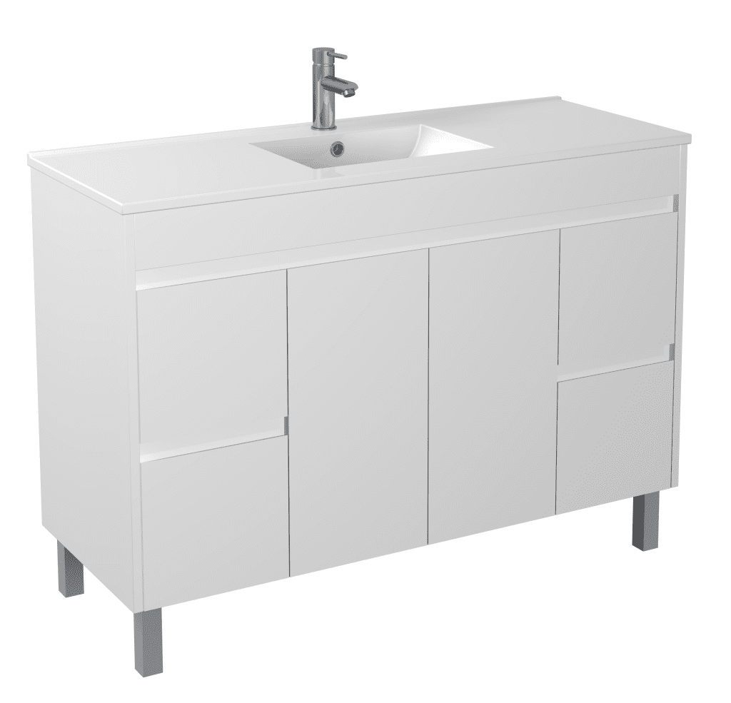 POSEIDON P154LG STANDARD PVC FLOOR STANDING VANITY 1500*460*880MM CABINET ONLY GLOSS WHITE