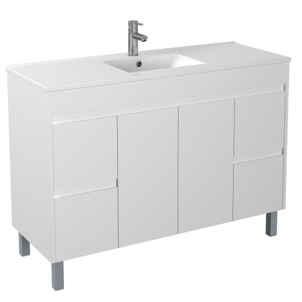 POSEIDON P154LG STANDARD PVC FLOOR STANDING VANITY 1500*460*880MM CABINET ONLY GLOSS WHITE